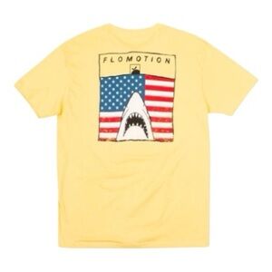 Flomotion USA Jaws 2.0 Tee XXL Banana Yellow Florida Shark Cotton BNWT